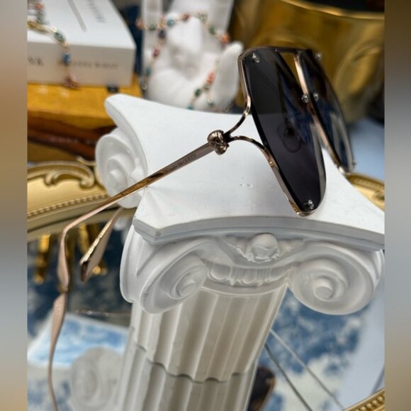 🆕 ALEXANDER MCQUEEN 🧿 NWOT AM0367S-001 Icon Sunglasses, Ruthenium & Black Lens - Picture 11 of 16